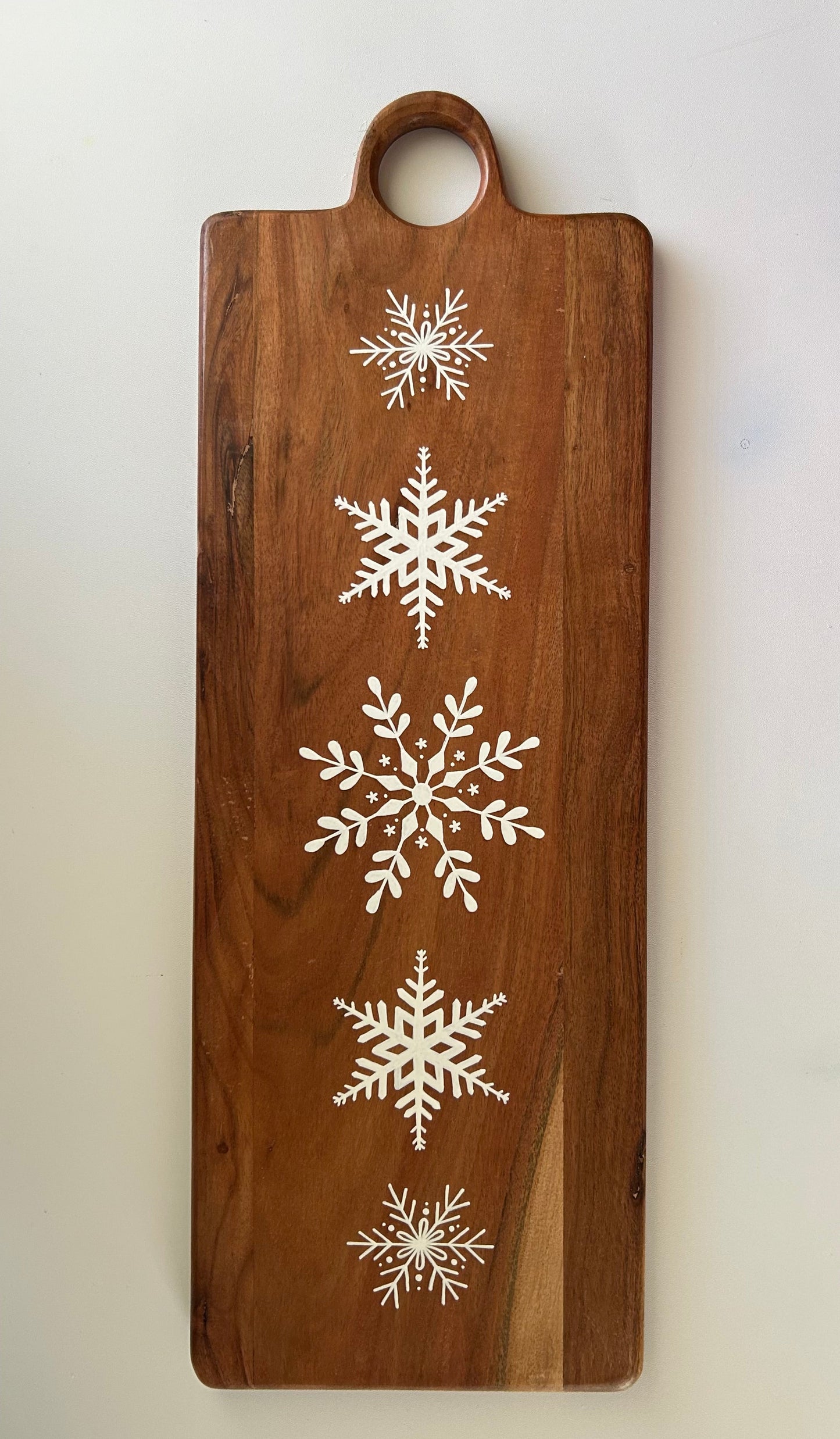 Snowflake Long Wooden Board (Hand Painted, Decorative)
