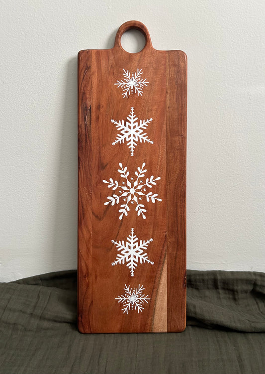 Snowflake Long Wooden Board (Hand Painted, Decorative)