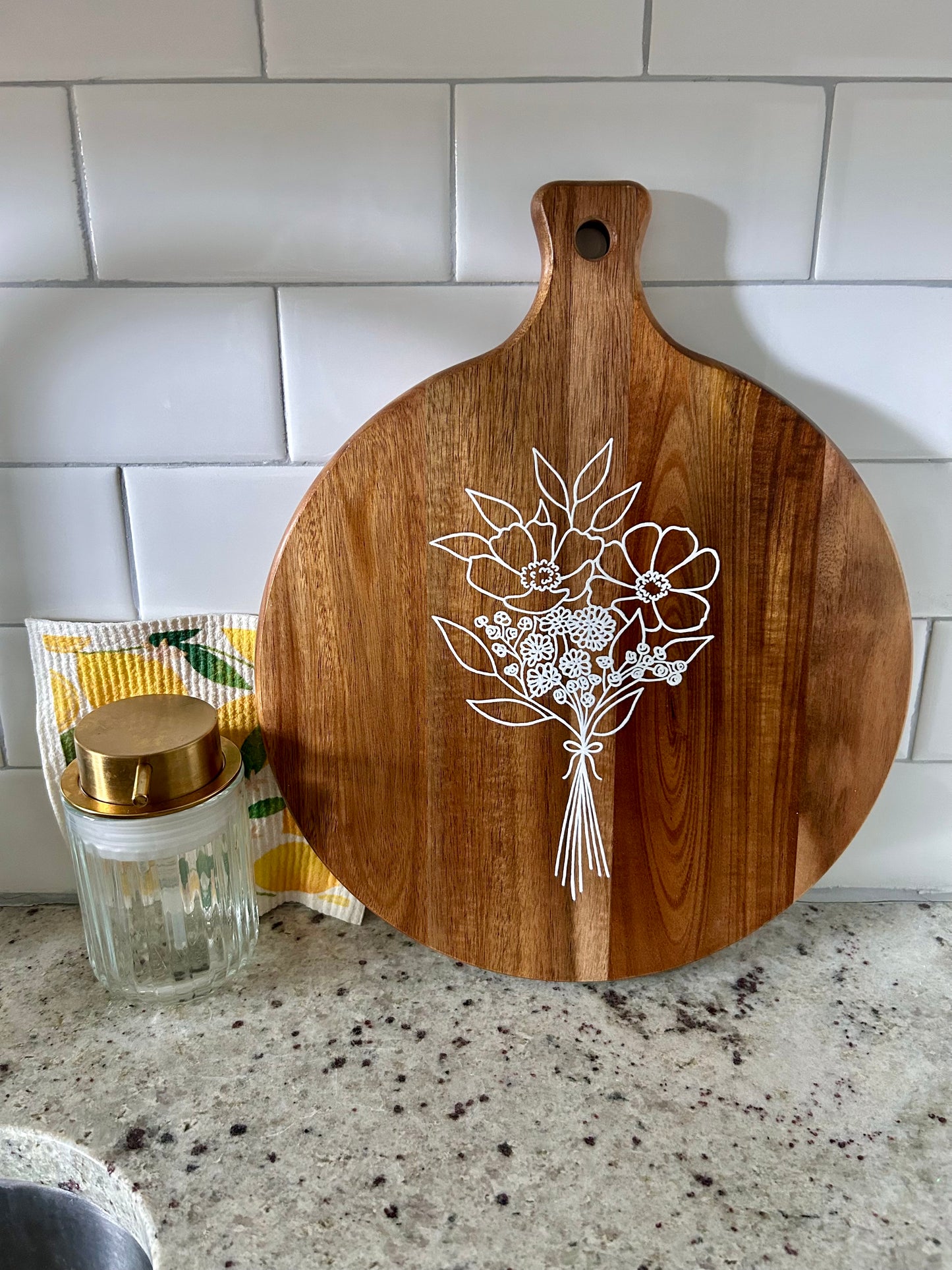 Petit Bouquet Board (Hand Painted Decorative Board with Flowers)